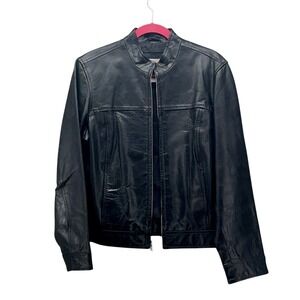 Old Navy Leather Moto Jacket‎ Black Large